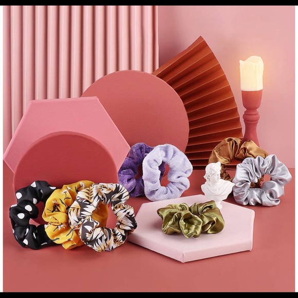 Hair Scrunchies, Set of 5 pcs random color - Picture 3 of 4